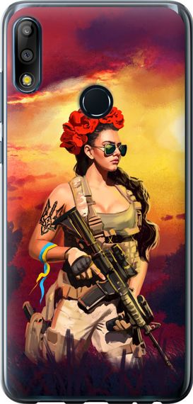 Чехол на Asus Zenfone Max Pro M2 ZB631KL Украинка с оружием "5316u-1641-17620"