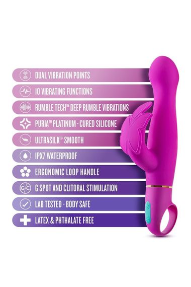Вібратор з кліторальним відростком у вигляді метелика Blush Aria Naugnty AF рожевий Sex Aura | Зображення 6