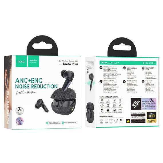 Беспроводные наушники HOCO EQ23 Plus Duke II true wireless ANC+ENC BT headset Black | Зображення 1