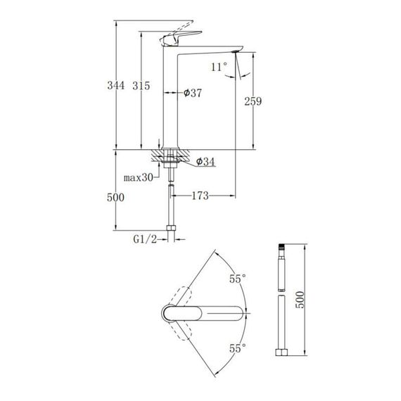 Смеситель для раковины Qtap Evia высокий QTEVI269CRM47577 Chrome | Зображення 1