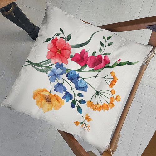 Подушка на стул с завязками Летний букет 40x40x4 см (PZ_23F043)