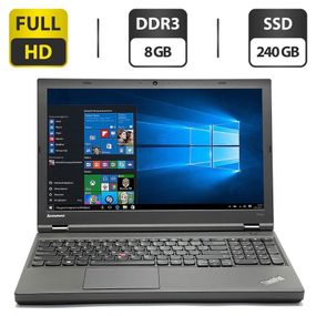 Ноутбук Б-класс Lenovo ThinkPad T540p / 15.6" (1920x1080) TN / Intel Core i5-4300M (2 (4) ядра по 2.6 - 3.3 GHz) / 8 GB DDR3 / 240 GB SSD / Intel HD Graphics 4600 / WebCam б/у