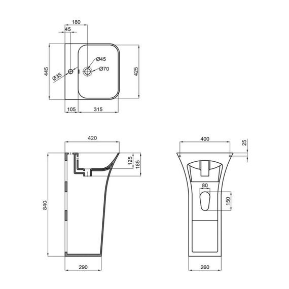 Раковина для підлоги моноблок Qtap Crow 445x420x840 White QT0511G315WN | Зображення 1
