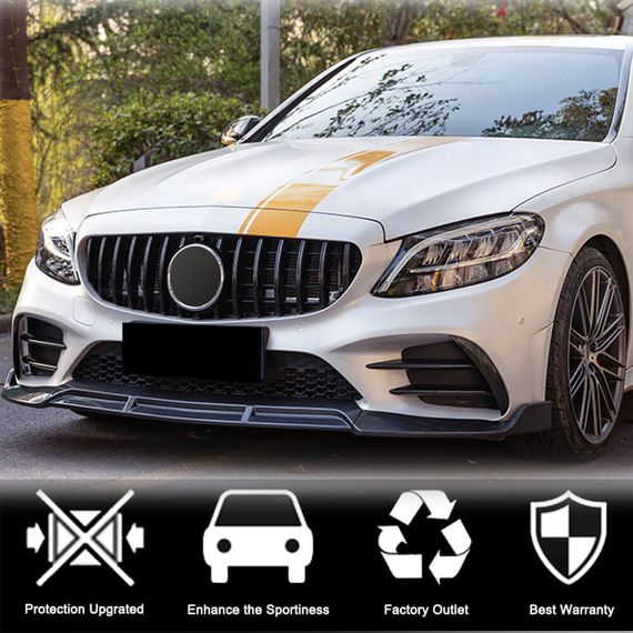Передний Бампер Лип V3 для C43 AMG 2019-2021 Карбон для Mercedes C-сlass W205 | Зображення 2