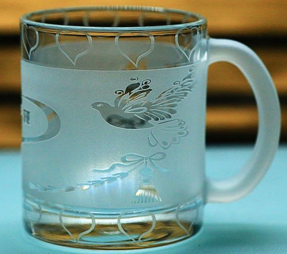 Чашка стеклянная 320 мл Ты и Я с голубями кружка для влюбленных Подарок на свадьбу годовщину для любимых матовая | Зображення 4