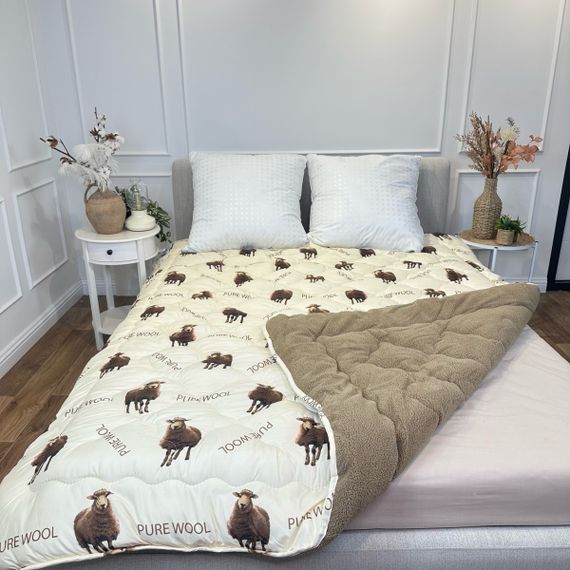 Ковдра полуторна відкрита двостороння з вовни Arda Pure Wool 21439 150х210 см капучино | Зображення 1