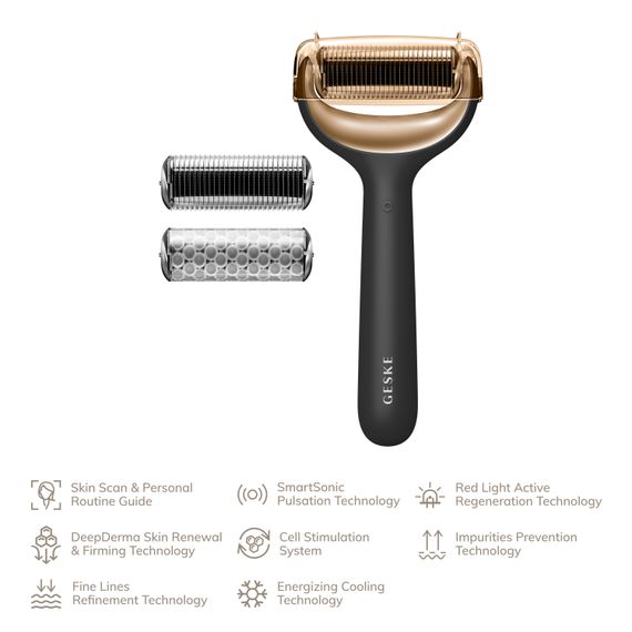 Електронний ролер для обличчя та тіла з мікроголками GESKE MicroNeedle Face&Body Roller 8в1 gray | Зображення 1