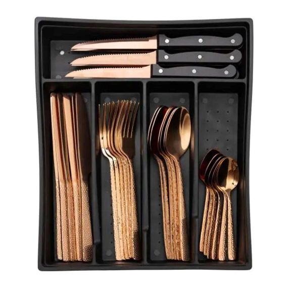 Набір столових приборів у футлярі на 6 персон столовий набір 30 предметів Бронза HP-20-29 | Зображення 1