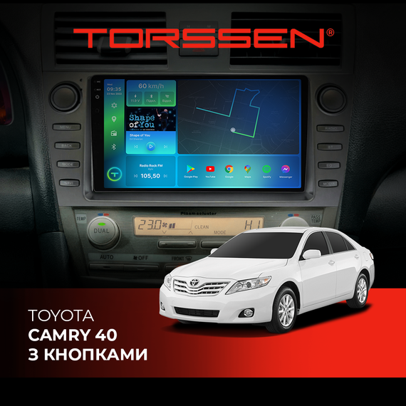 Штатна магнітола 2K Torssen Toyota Camry 40 з кнопками F98256 4G Carplay DSP
