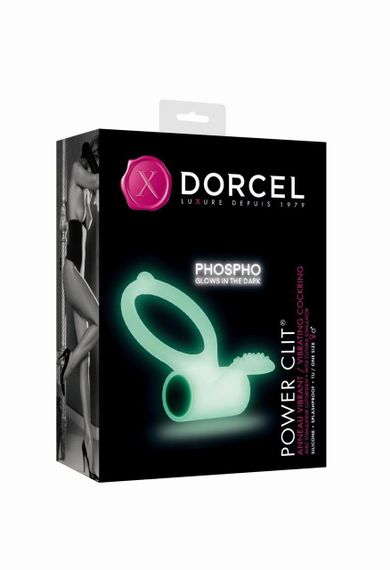 Ерекційне кільце Dorcel Power Clit White PHOSPHO з вібрацією, біле, світиться в темряві | Зображення 1