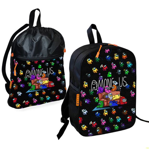 Шкільний рюкзак дитячий Амонг Ас + Сумка для взуття спортивної форми рюкзак-мішок для хлопчика (01668)