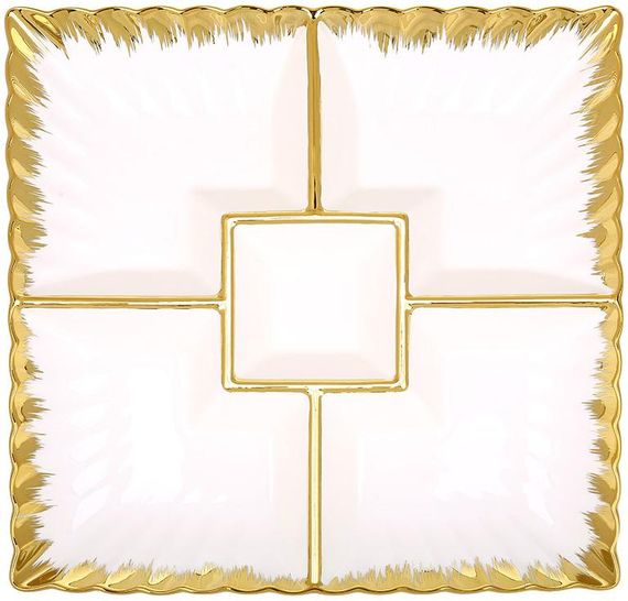 Блюдо-мінажниця порцелянове "Gold Luxury Star" 5ти секційне 32х32см, декор-золото