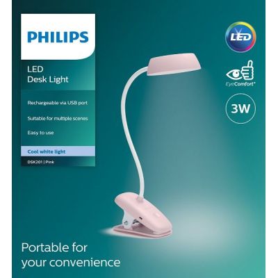 Лампа настільна Philips LED Reading Desk lamp Donutclip, рожевий (929003179627) | Зображення 2