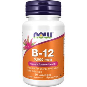 Вітамін B12 з фолієвою кислотою NOW Foods B-12 5000 мкг 60 пастилок