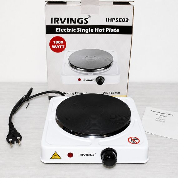 Електроплита настільна Irvings IHPSE02 White, 1800 Вт, 1 конфорка, механічне управління | Зображення 8