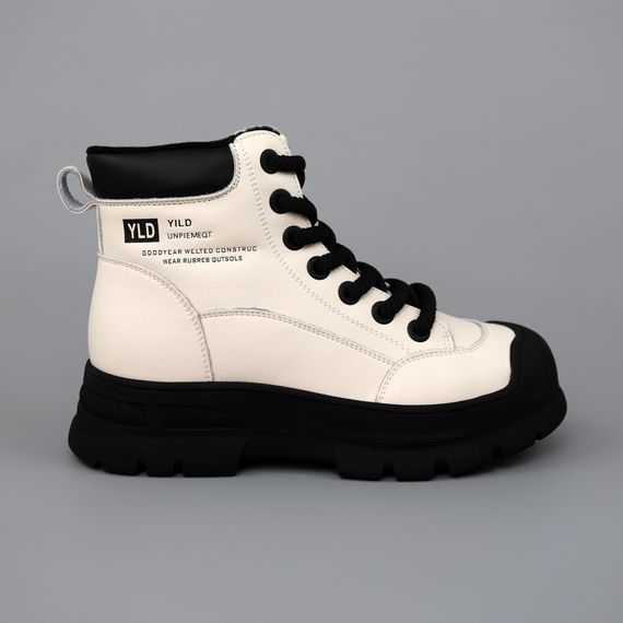 Черевики жіночі шкіряні хутро 589546 Молочні 36 37 38 39