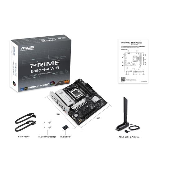 Материнcкая плата ASUS PRIME B850M-A WIFI sAM5 B850 4xDDR5 M.2 HDMI DP WiFi BT mATX 90MB1LN0-M0EAY0 | Зображення 1