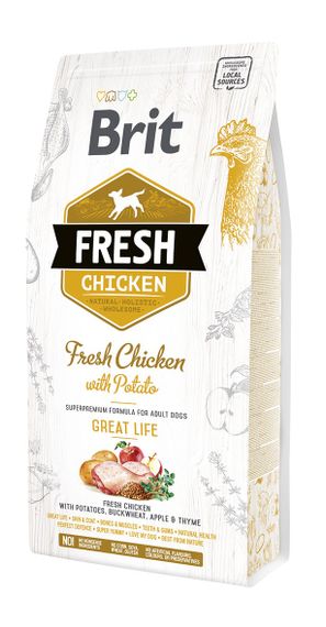 Корм Brit Fresh Chicken with Potato Adult Great Life з куркою та картоплею для дорослих собак 2.5 кг
