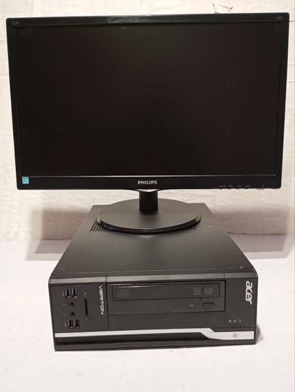 Комплект ПК Б-клас: Acer Veriton X2632G SFF / Intel Core i3-4150 (2 (4) ядра по 3.5 GHz) / 8 GB DDR3 / 320 GB HDD / Intel HD Graphics 4400 / DVD-RW + Монітор Philips 223V5L / 22" (1920x1080) TN / 1x VGA / VESA 100x100 б/в | Зображення 1