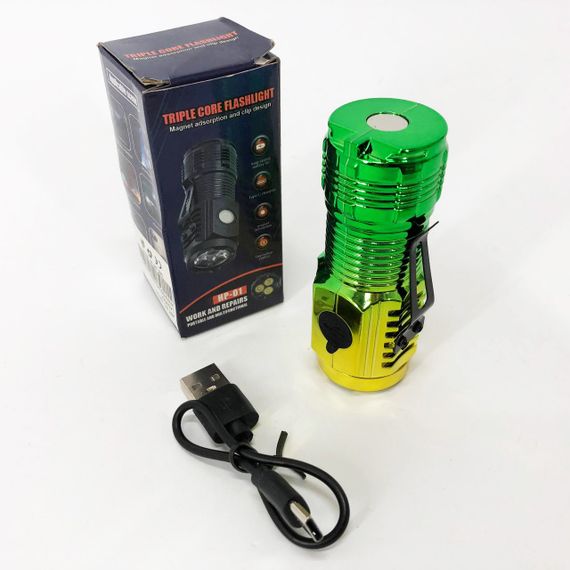 Тактический фонарь на аккумуляторе с юсб PLD-HP01-3LED, Фонарик на все случаи, Удобный ручной фонарь DO-83 | Зображення 5