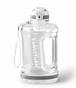 Эко-бутылка KANGZYUAN 1500 мл (1.5 л) - Белая Tritan BPA-free, ударопрочная, спортивная с ручкой и ремешком