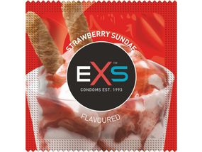 Презервативи латексні EXS Flavoured Strawberry Sundae зі смаком полуниці, веганські (ціна за 10 шт)