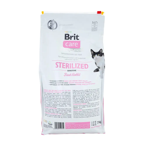 Сухий корм Brit Care Cat Grain Sterilized Sensitive для дорослих стерилізованих кішок кролик 7 кг | Зображення 1