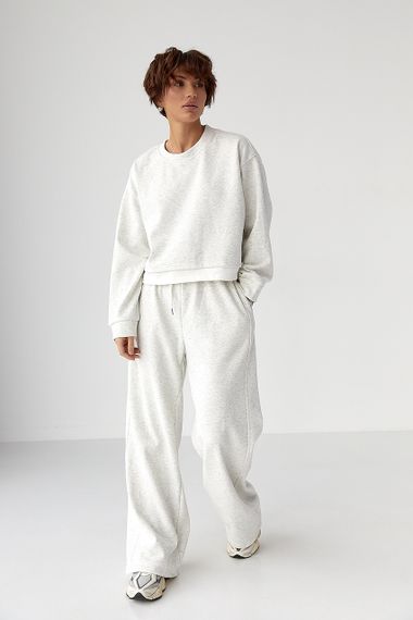 Теплий спортивний костюм з контрастним нижнім шаром - світло-сірий цвет, M/L (є розміри)