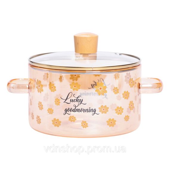 Скляна каструля прозора з кришкою 1.5 (л) жаростійка HP-33-2
