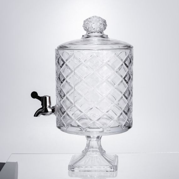 Лимонадниця зі скляним краном 39 см 4,5 л прозора на підставці HP-19-3 | Зображення 6