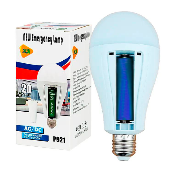 Светодиодная LED лампа с аккумулятором P921, 20W, E27, 2x18650 | Зображення 6