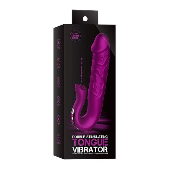 Подвійний вібростимулятор Realistic Tongue Stimulating Sex Aura