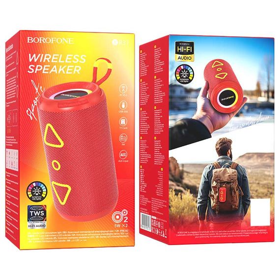 Bluetooth Колонка Borofone BR37 Noble sports Red | Зображення 2