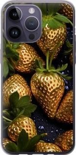 Чехол на iPhone 14 Pro Max Золотая клубника из силикона FCh_083754