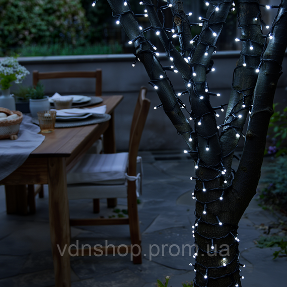 Новогодняя гирлянда уличная 30 м 300 LED с солнечной батареей черный провод Белый SB300L30MBW | Зображення 3