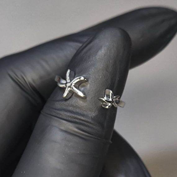 Кольцо #70 для фото ногтей (маникюра) цвет серебро