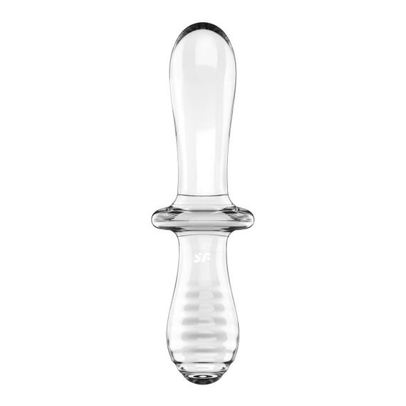 Двосторонній скляний дилдо Satisfyer Double Crystal Transparent, боросилікатне скло, унісекс Sex Aura | Зображення 1