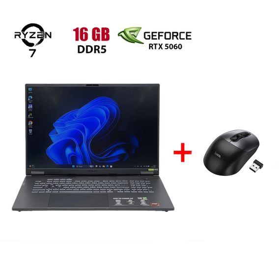 Игровой ноутбук Asus TUF A18 FA808UM-IS74 / 18" (1920x1200) IPS / AMD Ryzen 7 260 (8 (16) ядер по 3.8 - 5.1 GHz) / 16 GB DDR5 / 960 GB SSD / nVidia GeForce RTX 5060, 8 GB GDDR7, 128-bit / WebCam б/у + Подарок Беспроводная мышь HOCO GM28