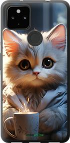Чохол на Google Pixel 5A Білий кіт "5646t-2286-2448"