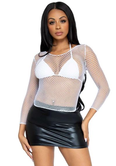 Сітчастий топ Leg Avenue Long Sleeves T-Shirts White, One Size Sex Aura
