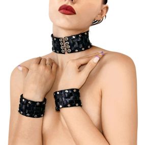 Кожаный чокер с манжетами Art of Sex - Leather Chezarro sexstyle