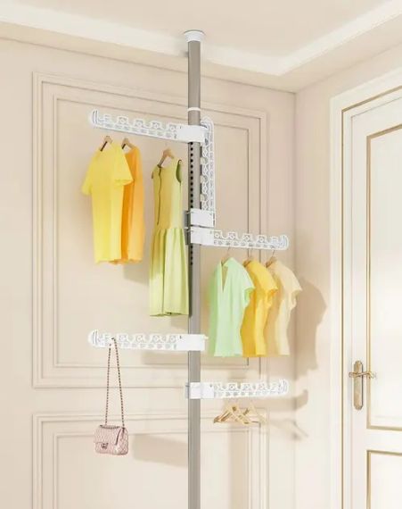 Вертикальна телескопічна вішалка - сушарка для одягу від підлоги до стелі 4 вішалки | Зображення 1