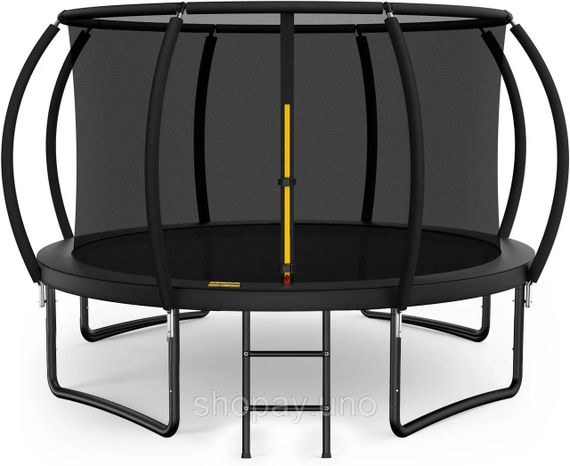 Батут TK‐Sport 244 см черный - пружинный садовый батут 8 ft с защитной сеткой и лестницей | Зображення 1