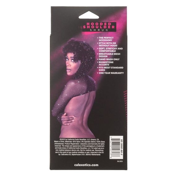 Болеро у сіточку з капюшоном CalExotics Hooded Shoulder Shrug, зі стразами, чорний | Зображення 4