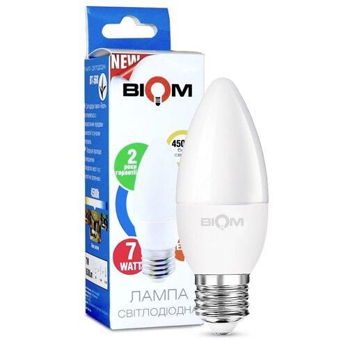 Светодиодная лампа Biom BT-568 C37 7W E27 4500К матовая (нейтральный белый)