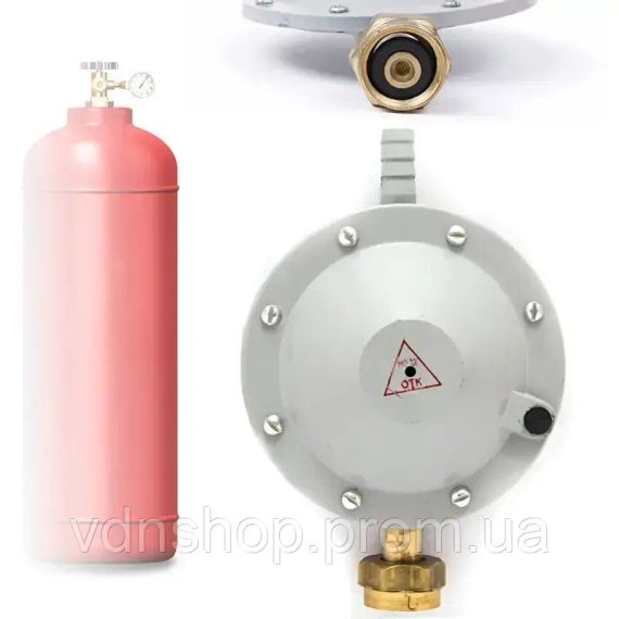 Газовий редуктор для пропанових балонів РДСГ 1-1,2 MA287 (30 мбар, 1,5 кг/год, W21.8×1/14 LH) побутовий газовий регулятор тиску