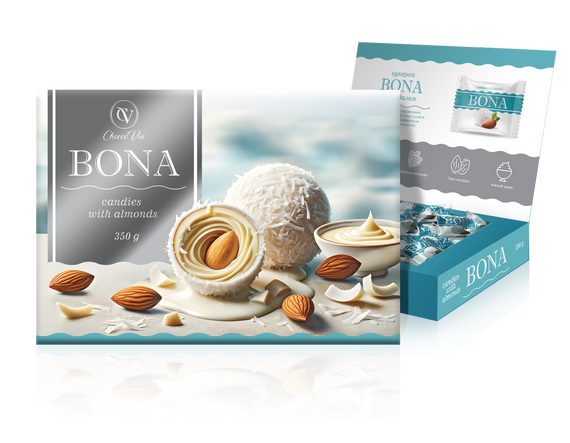 Набір цукерок BONA з мигдалем Chocco Via художня коробка (213793)