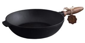 Сковорода-сотейник чавунна "Наша Майстерня" Ø26см з дерев'яною ручкою