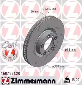 Диск гальмівний PORSCHE PActionRA, ZIMMERMANN (460158120)