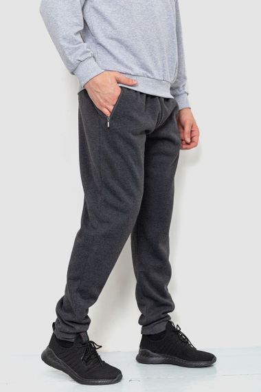 Спорт чоловічі штани на флісі, колір темно-сірий, 244R4740 | Зображення 2